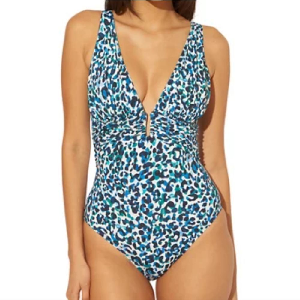 🆕️2025 ARRIVAL Bleu Rod Beattie Women's Blue leopard print Plunging Swimsuit 10 - Picture 16 of 16